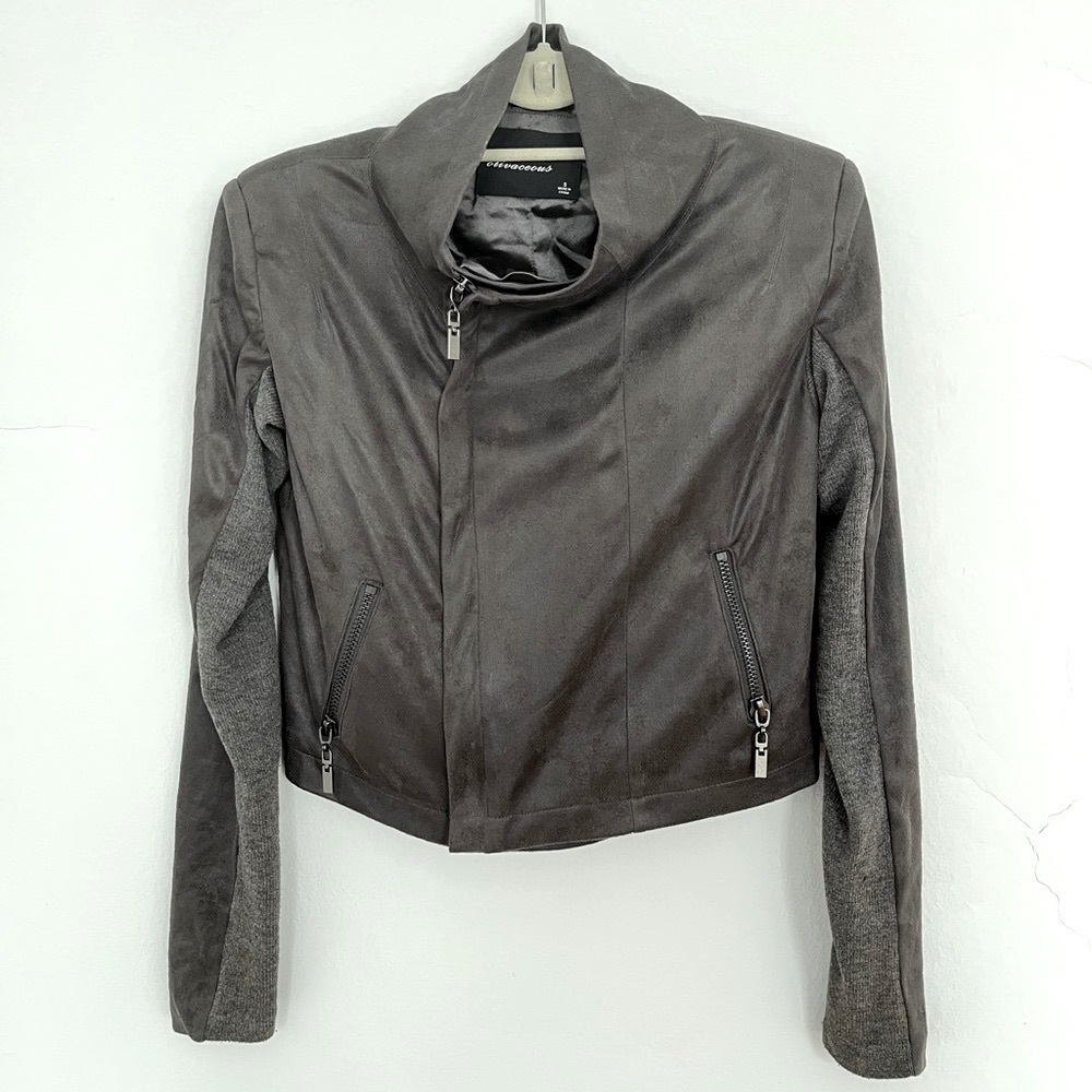 OLIVIACEOUS Asymmetric Cowl Neck Jacket w. Pockets | S | Gray